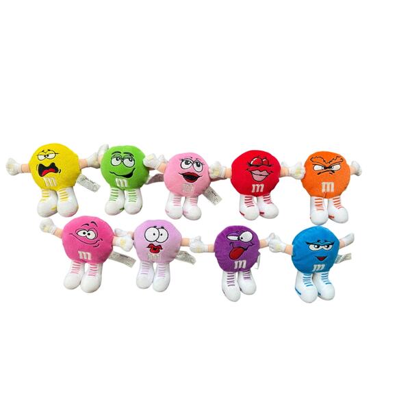 Vintage 1998 M&M Minis Swarmees Plush Rare Stuffed Collectible Toys x9 - Picture 1 of 4